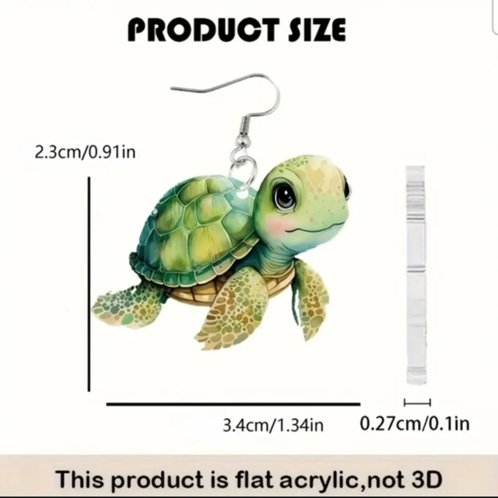 Ocean Sea Life Animal Turtle Womens‎ Adorable Dangle Drop Acryclic Earrings